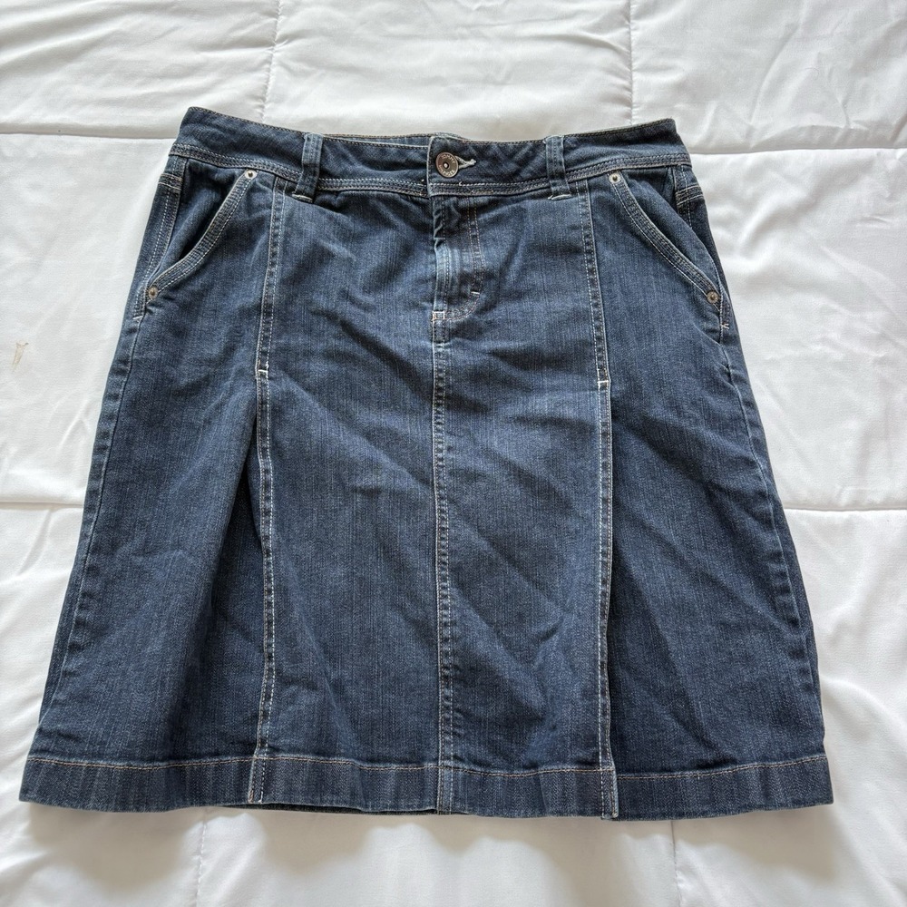 Vintage Denim Skirt Pleated Womens 8 Blue Y2K Retro 90s Grunge Whimsy Feminine